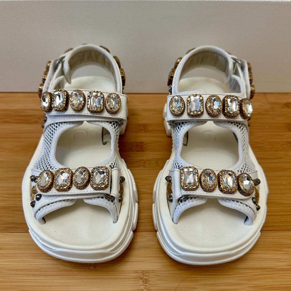 Gucci Crystal Embellished Aguru Sandals - Picture 2 of 6